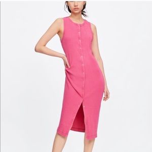 Zara pink button up dress